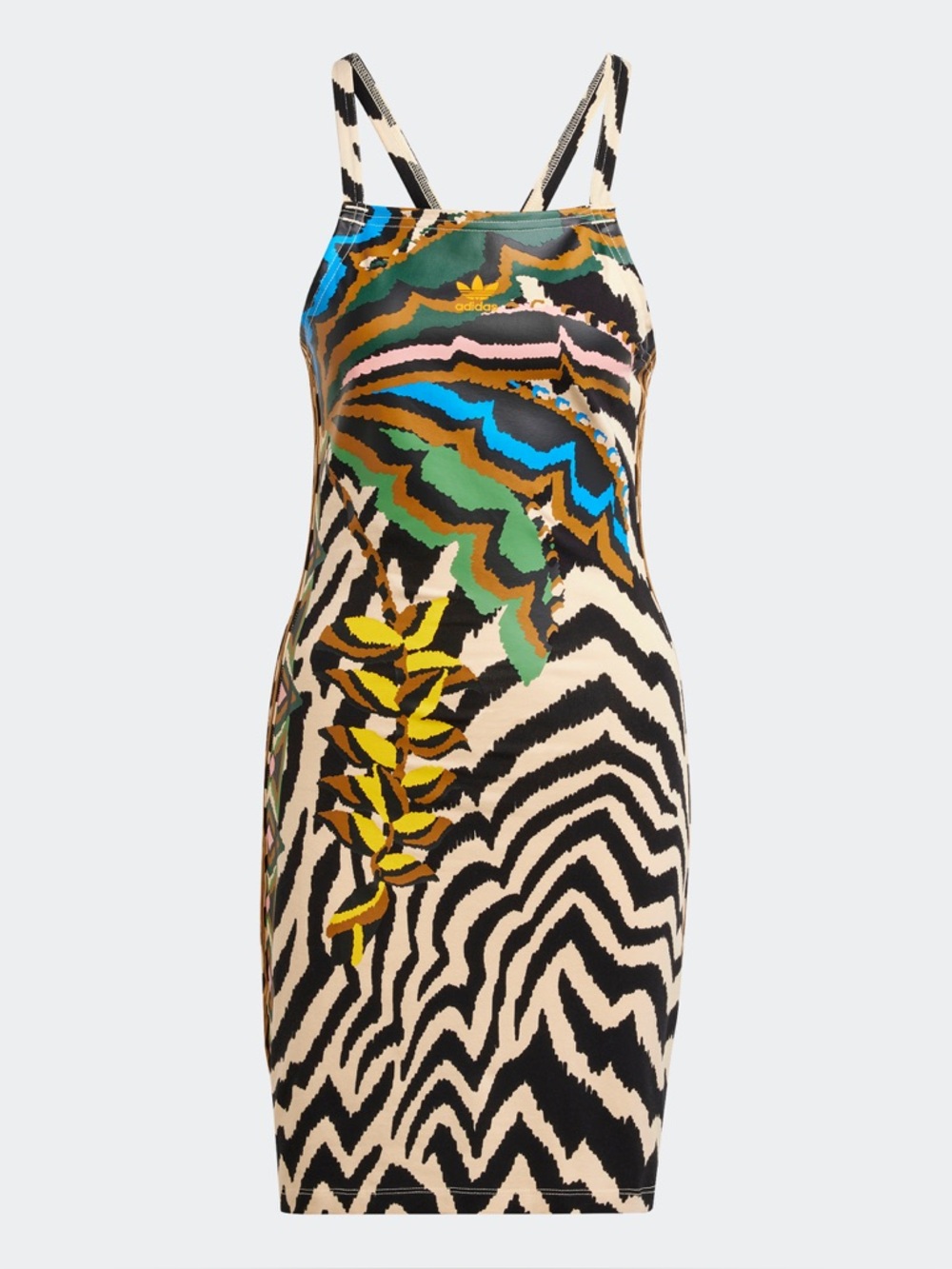 NWT. adidas x FARM Rio 3-Stripes mini dress. Size Small.
